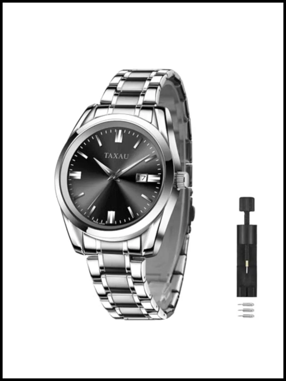 Men's Silver Stainless Steel Analog Watch Waterproof Dress Watch